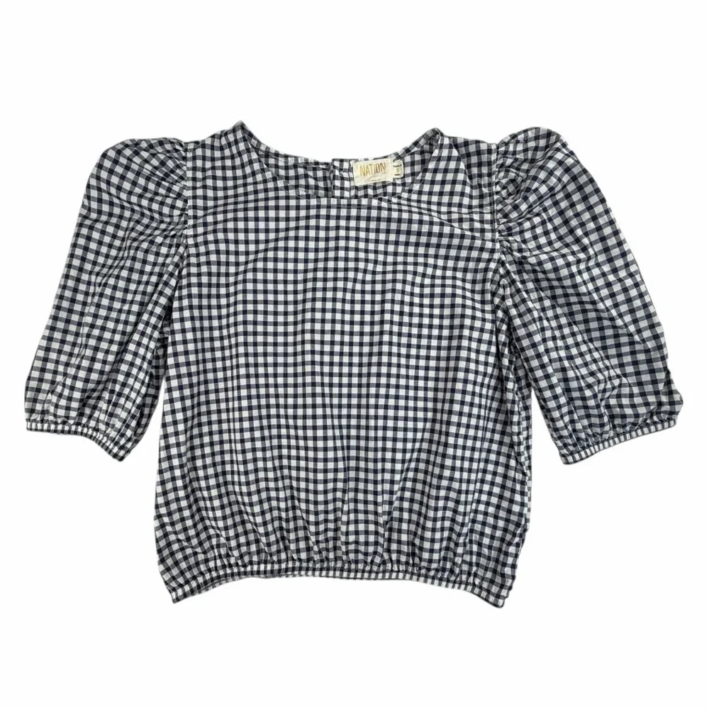 Nation LTD Women’s -Heidi Girly Elastic Crop In Blue & White Gingham Size Small - Picture 2 of 8